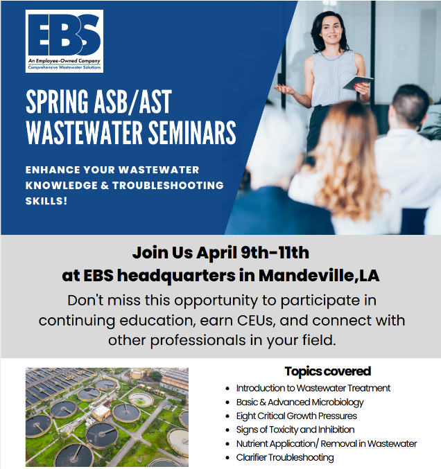 EBS Spring Wastewater Seminar Information